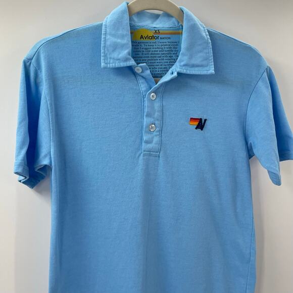 Aviator Nation Polo Shirt Sky Blue Men’s XS - Picture 3 of 7